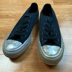 Converse Sneakers Shoes CTAS OX Women's Size 6 Black Silver With Box